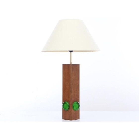 Image 1 of Lampe à pâte vintage scandinave en teck et verre, Suède 1960