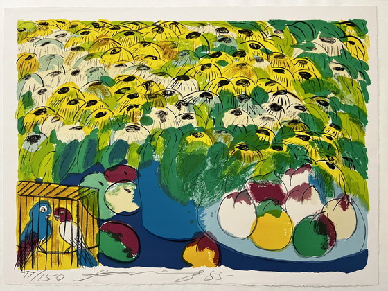 Image 1 of Walasse Ting, Composition, lithographie de 1985, signée, édition de 150 exemplaires.