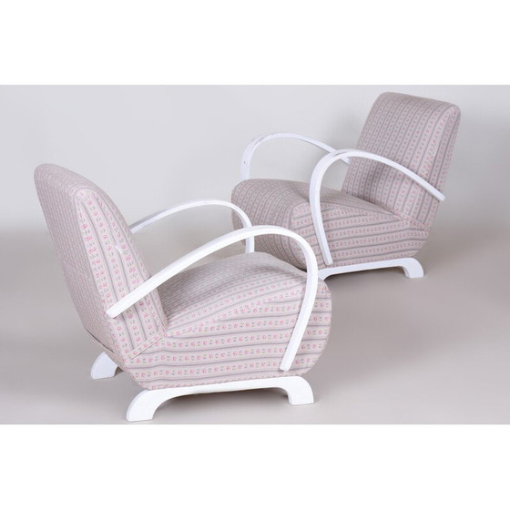 Image 1 of Paire de fauteuils Art déco en bois de hêtre blanc, Tchécoslovaquie, années 1930