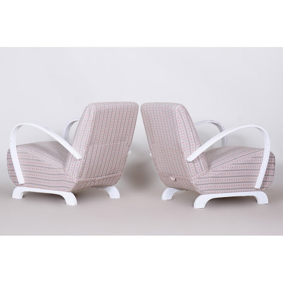 Image 1 of Paire de fauteuils Art déco en bois de hêtre blanc, Tchécoslovaquie, années 1930