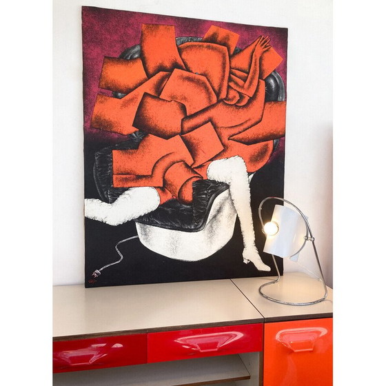 Image 1 of Vintage "Jane Birkin sur Colombo" huile sur toile de Georges Collignon