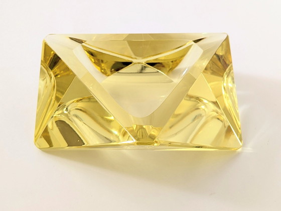 Image 1 of Cendrier en verre de Murano | Citrine en forme de diamant | Milieu du siècle