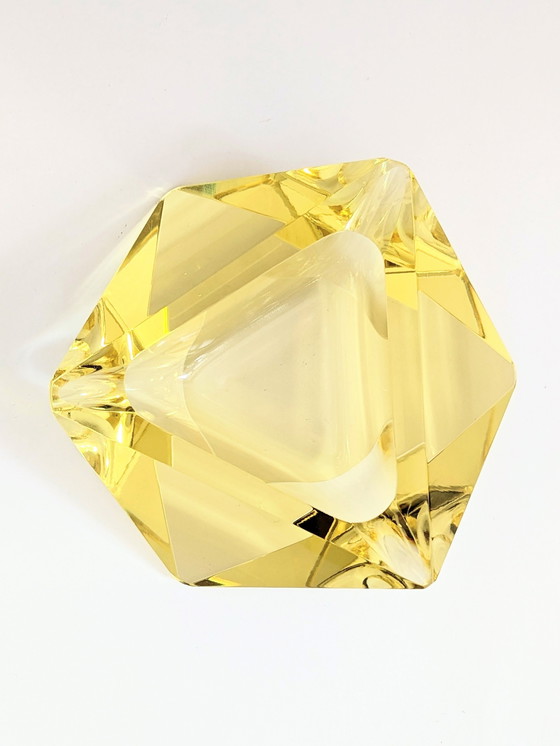 Image 1 of Cendrier en verre de Murano | Citrine en forme de diamant | Milieu du siècle