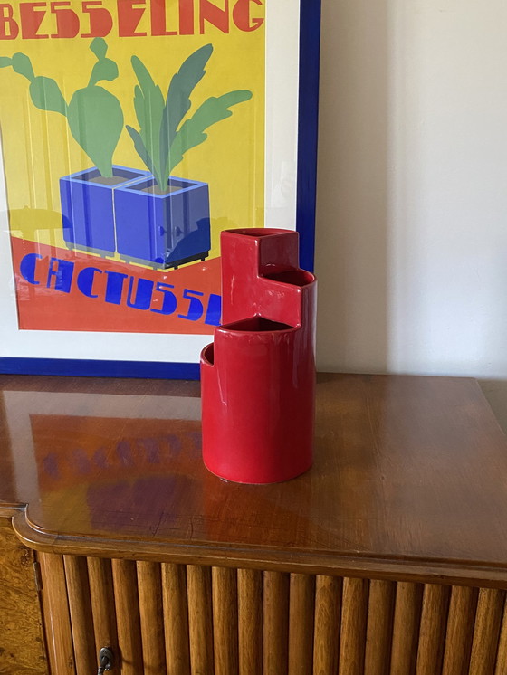 Image 1 of Franco Bettonica, Vase en céramique rouge Mod. Fb1, Gabbianelli Italie Ca. 1970