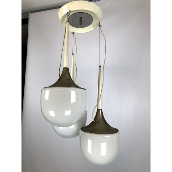 Image 1 of Lustre vintage en verre et métal, Italie 1970