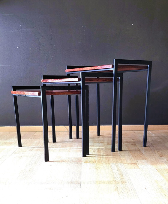 Image 1 of 3x Tables Gigognes Teck 70S'