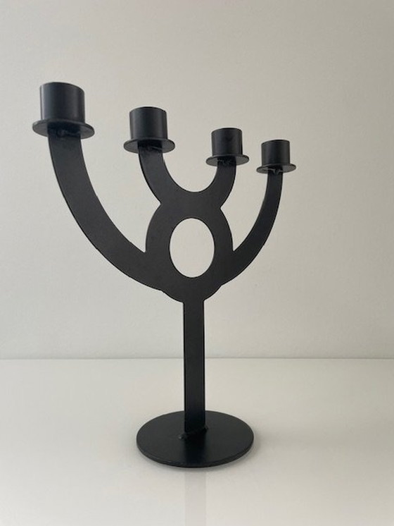 Image 1 of Chandelier design multi-bras en métal noir (24 cm de haut)