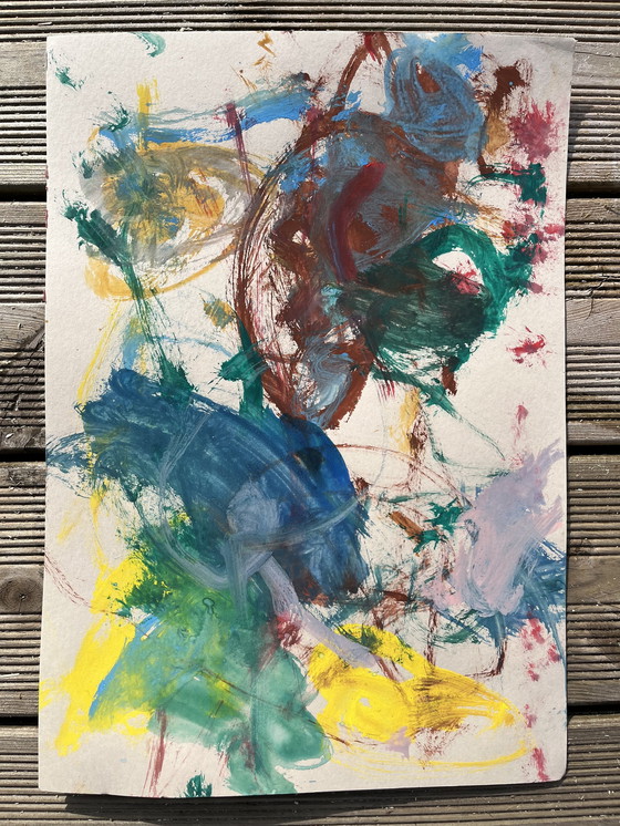 Image 1 of Gouache Abstraite Sur Papier Teinté 250G. 