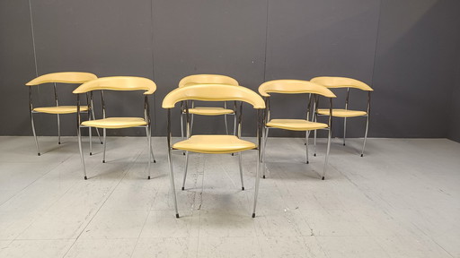Chaises de salle à manger en cuir vintage par Arper, 1980S