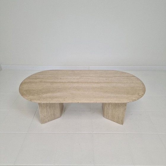 Image 1 of Table basse vintage en travertin, Italie 1980