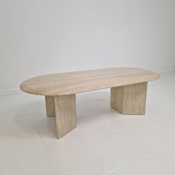 Image 1 of Table basse vintage en travertin, Italie 1980