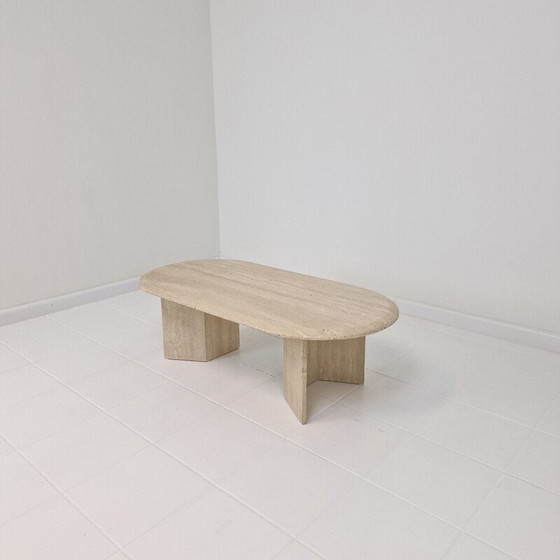 Image 1 of Table basse vintage en travertin, Italie 1980
