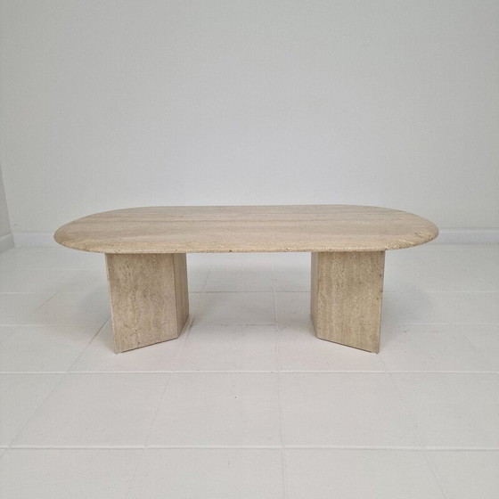Image 1 of Table basse vintage en travertin, Italie 1980