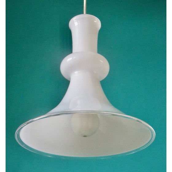 Image 1 of Lampe suspendue "Etude" en verre opalin par Mickael Bang pour Holmegard, Danemark 1972