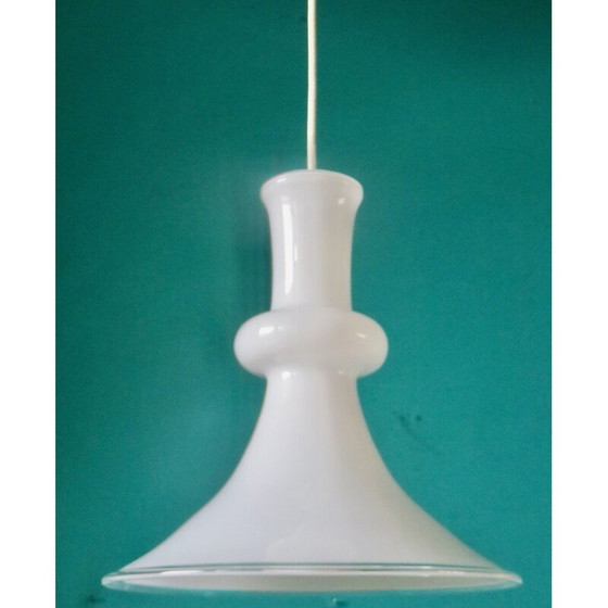Image 1 of Lampe suspendue "Etude" en verre opalin par Mickael Bang pour Holmegard, Danemark 1972