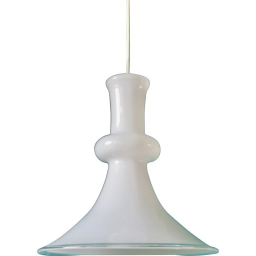 Lampe suspendue "Etude" en verre opalin par Mickael Bang pour Holmegard, Danemark 1972