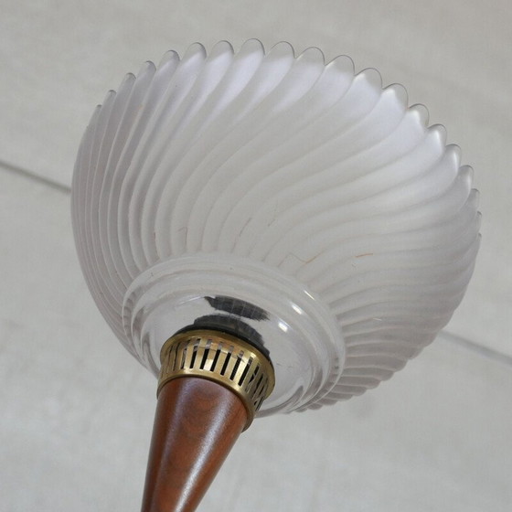 Image 1 of Lampadaire vintage avec abat-jour en verre, Pays-Bas 1960