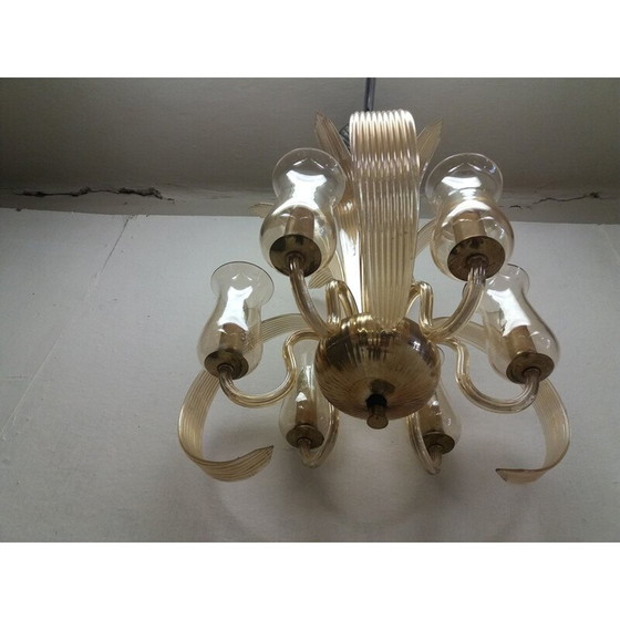 Image 1 of Lustre vintage en verre Ardeco, Tchécoslovaquie 1930