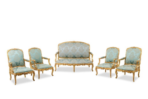 Salon de Style Louis XV à Chassis en Bois Doré, Circa 1880