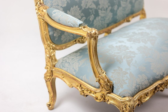 Image 1 of Salon de Style Louis XV à Chassis en Bois Doré, Circa 1880