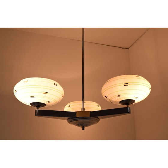 Image 1 of Lustre vintage en verre par Zukov, Tchécoslovaquie 1960