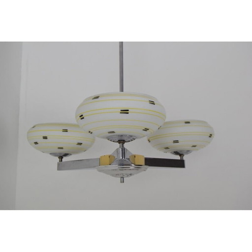 Lustre vintage en verre par Zukov, Tchécoslovaquie 1960