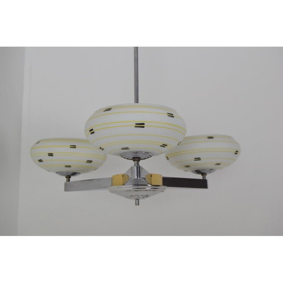 Image 1 of Lustre vintage en verre par Zukov, Tchécoslovaquie 1960