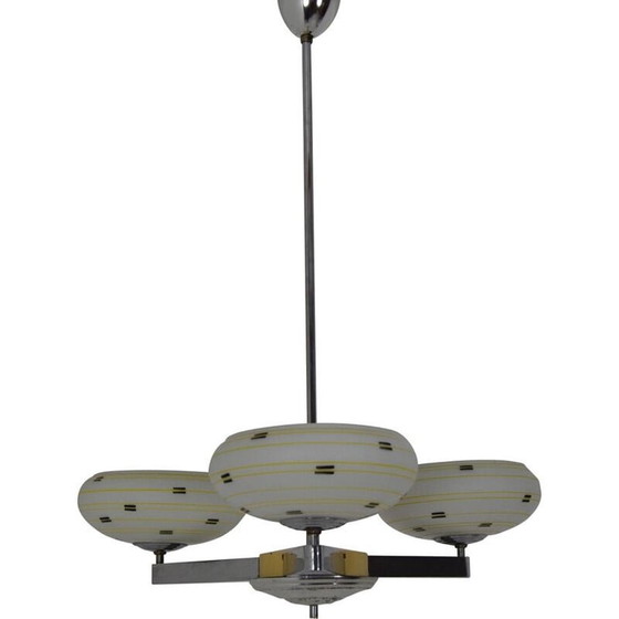 Image 1 of Lustre vintage en verre par Zukov, Tchécoslovaquie 1960