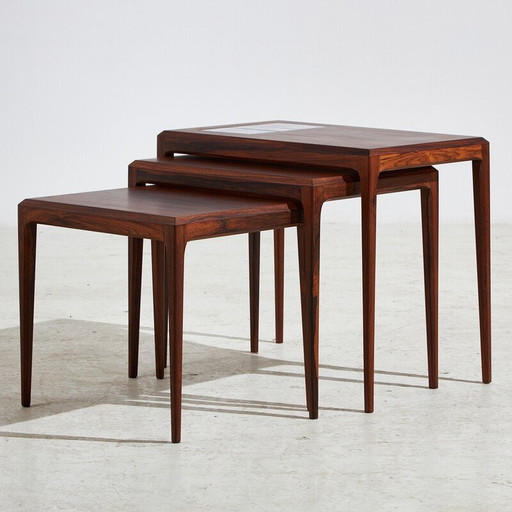 Tables gigognes vintage en bois de rose par Johannes Andersen pour Cfc Silkeborg