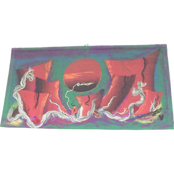 Image 1 of Tapisserie vintage aux couleurs vives de A. Kybal, Tchécoslovaquie 1970