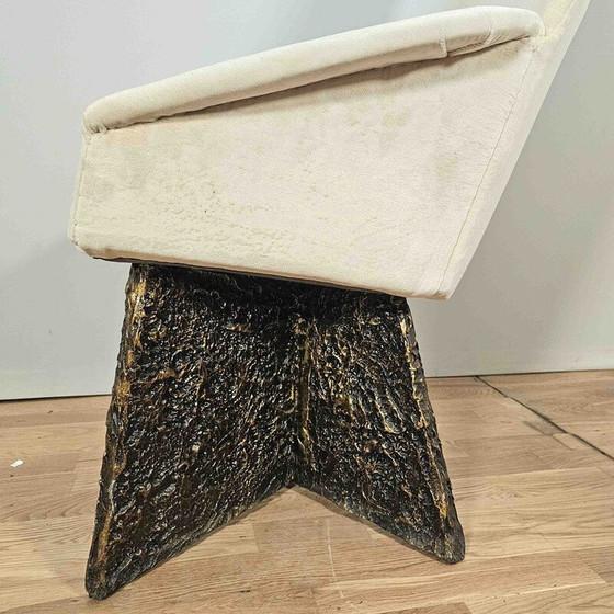 Image 1 of Paire de fauteuils vintage en époxy et base en bronze d'Adrian Pearsall, 1960