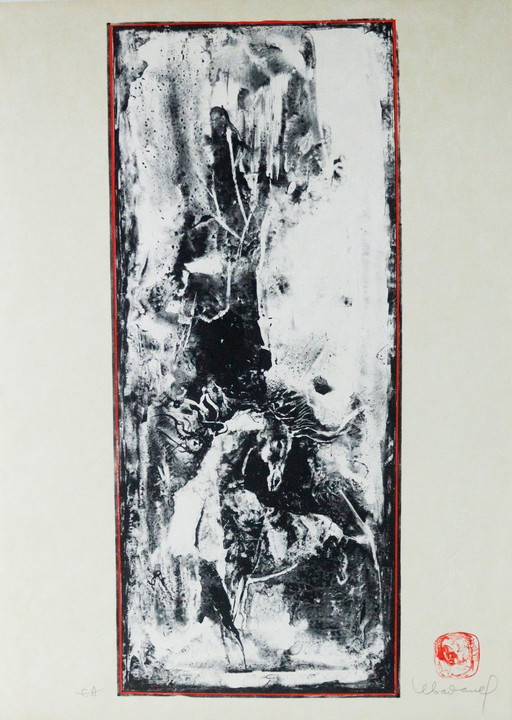 Dang Lebadang, 'Le Cheval', gravure en couleurs, années 1970