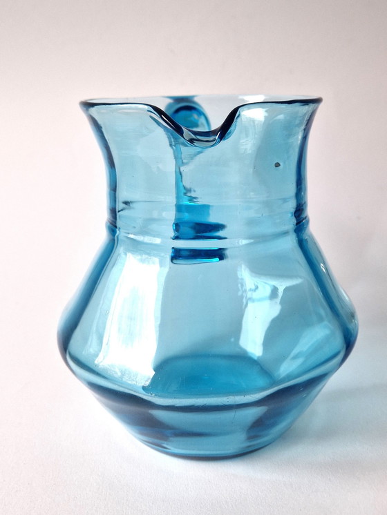 Image 1 of Verrerie Doyen - Carafe à eau bleue Art Déco