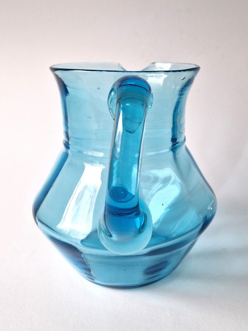 Verrerie Doyen - Carafe à eau bleue Art Déco