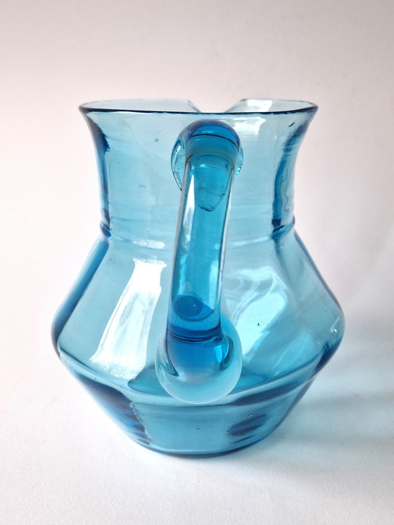 Image 1 of Verrerie Doyen - Carafe à eau bleue Art Déco