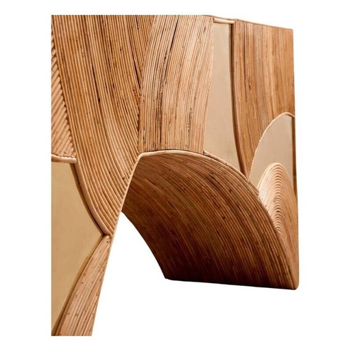 Console contemporaine vintage en laiton et bambou, Italie