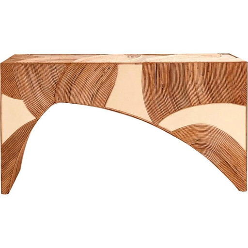 Console contemporaine vintage en laiton et bambou, Italie
