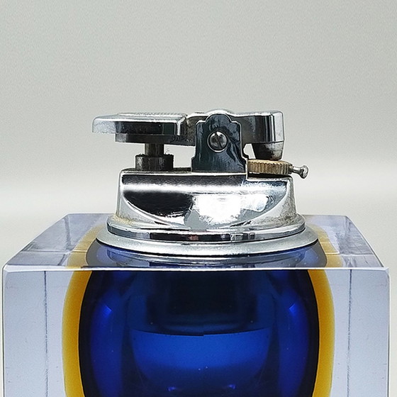 Image 1 of 1960S Stunning Blue Table Lighter In Murano Sommerso Glass By Flavio Poli For Seguso