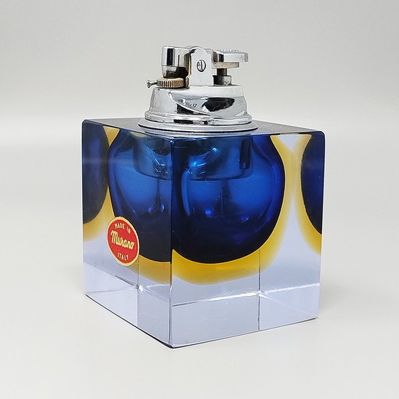 Image 1 of 1960S Stunning Blue Table Lighter In Murano Sommerso Glass By Flavio Poli For Seguso