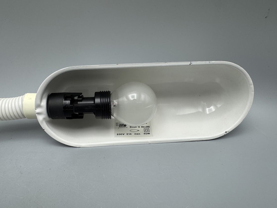 Image 1 of Lampe de bureau E-Lite avec bras articulé et plateau à trombones dans la base, vers 1970