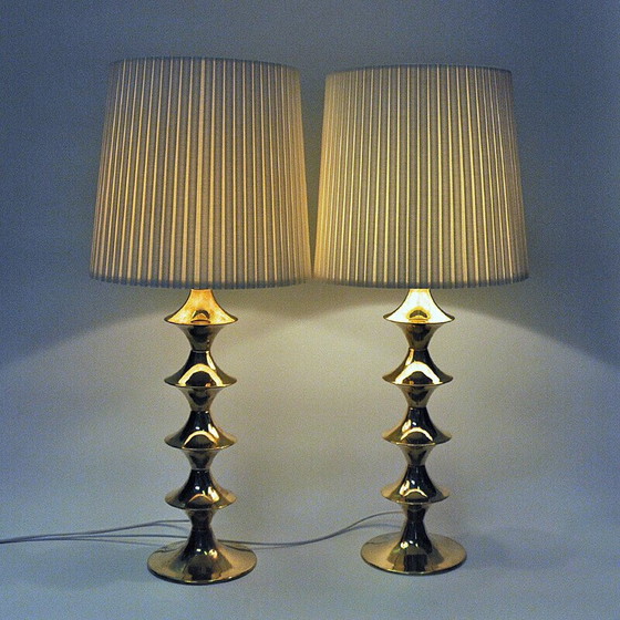 Image 1 of Paire de lampes de table en laiton pour Elit Ab, Suède 1960