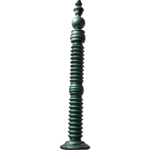 Lampe de table vintage art déco en bois tourné, France 1940