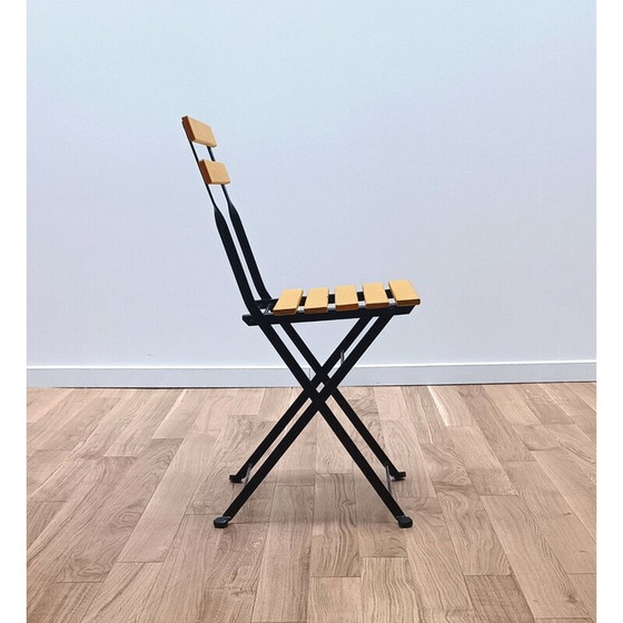 Image 1 of Chaise de jardin vintage en bois jaune