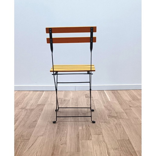 Chaise de jardin vintage en bois jaune