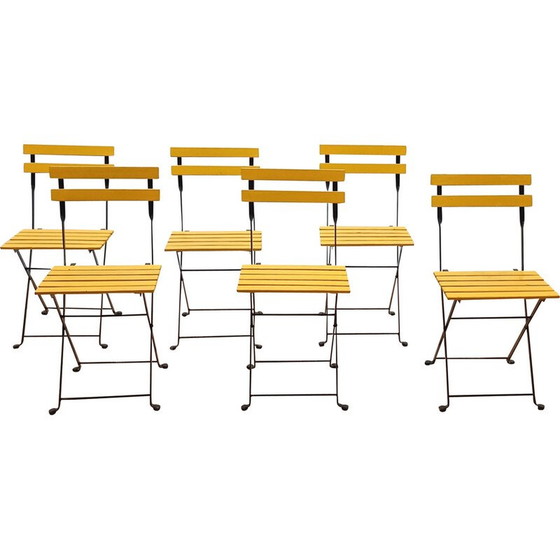 Image 1 of Chaise de jardin vintage en bois jaune