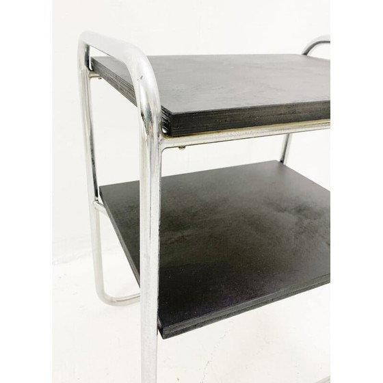 Image 1 of Table d'appoint moderniste en bois et acier tubulaire, années 1930