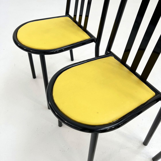 Image 1 of 4 Chaises n° 222 à assise jaune par Robert Mallet-Stevens pour Pallucco, 1980S