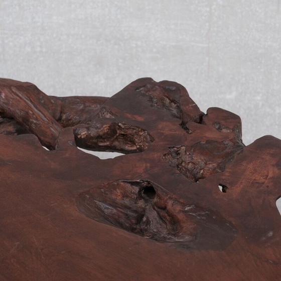 Image 1 of Table d'appoint vintage en bois massif, France 1980