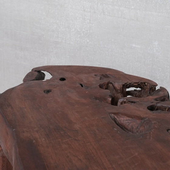 Image 1 of Table d'appoint vintage en bois massif, France 1980