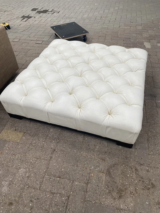 Lido Hocker Footstool Cuir blanc